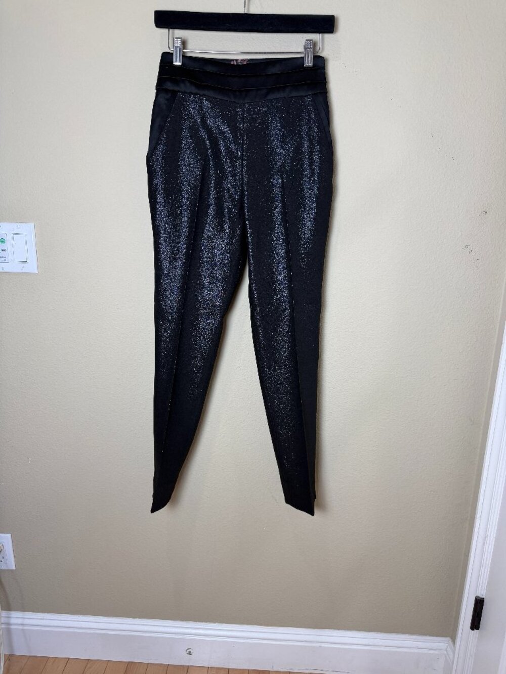 Ted Baker Black Sparkly Tuxedo Style Dress Pants Trousers Size 1